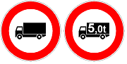 Segnaletica di divieto di transito ai veicoli di massa complessiva superiore a t. 3,5 - 5,0 non adibiti al trasporto di persone