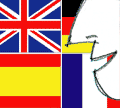 Le quattro bandiere delle lingue insegnate