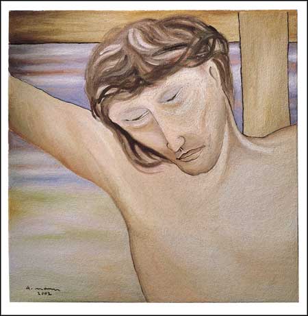Cristo morente 2002 Affresco su tavola cm 70x60