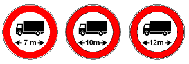 Segnaletica di divieto di transito ai veicoli di lunghezza superiore a ml. 7 - 10 - 12