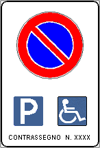 Cartello stradale indicante lo stallo di sosta per disabili assegnato